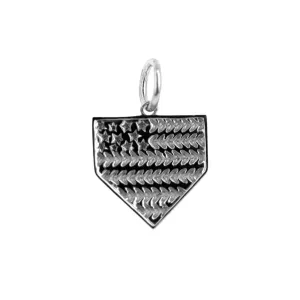 American Flag Home Plate Bracelet Charm | Sterling Silver