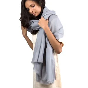 Ash Grey Plain Diamond Weave Cashmere Scarf