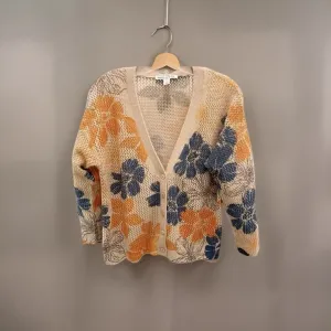 AUTUMN CASHMERE-Floral Mesh Cardigan Cappuccino Combo