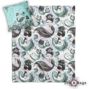 Breakfast At Tiffany Audrey Mermaid Caticorn Decorative Throw and Pillow Cover Set