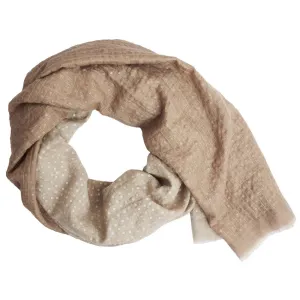 Cream & Natural Brown Mesh Oyster Cashmere Scarf