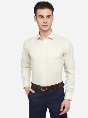 Light Yellow Checked Regular Fit Formal Shirt | Greenfibre