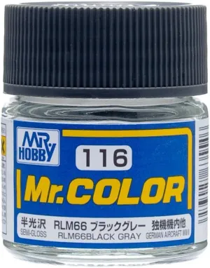 Mr. Hobby C116 Mr. Color Semi Gloss RLM66 Black Gray Lacquer Paint 10ml