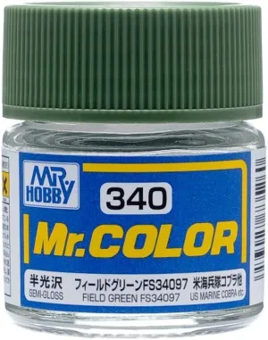 Mr. Hobby C340 Mr. Color Semi Gloss Field Green FS34097 Lacquer Paint 10ml