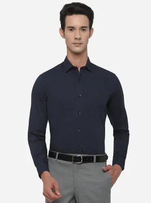 Navy Blue Checked Smart Fit Casual Shirt | Greenfibre