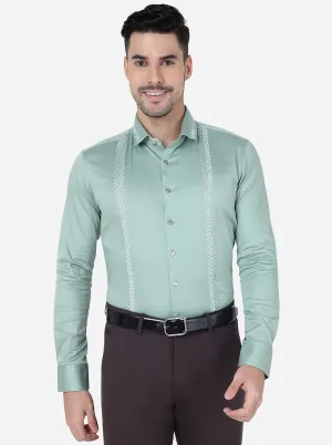 Pista Green Solid Slim Fit Party Wear Shirt | JB Studio